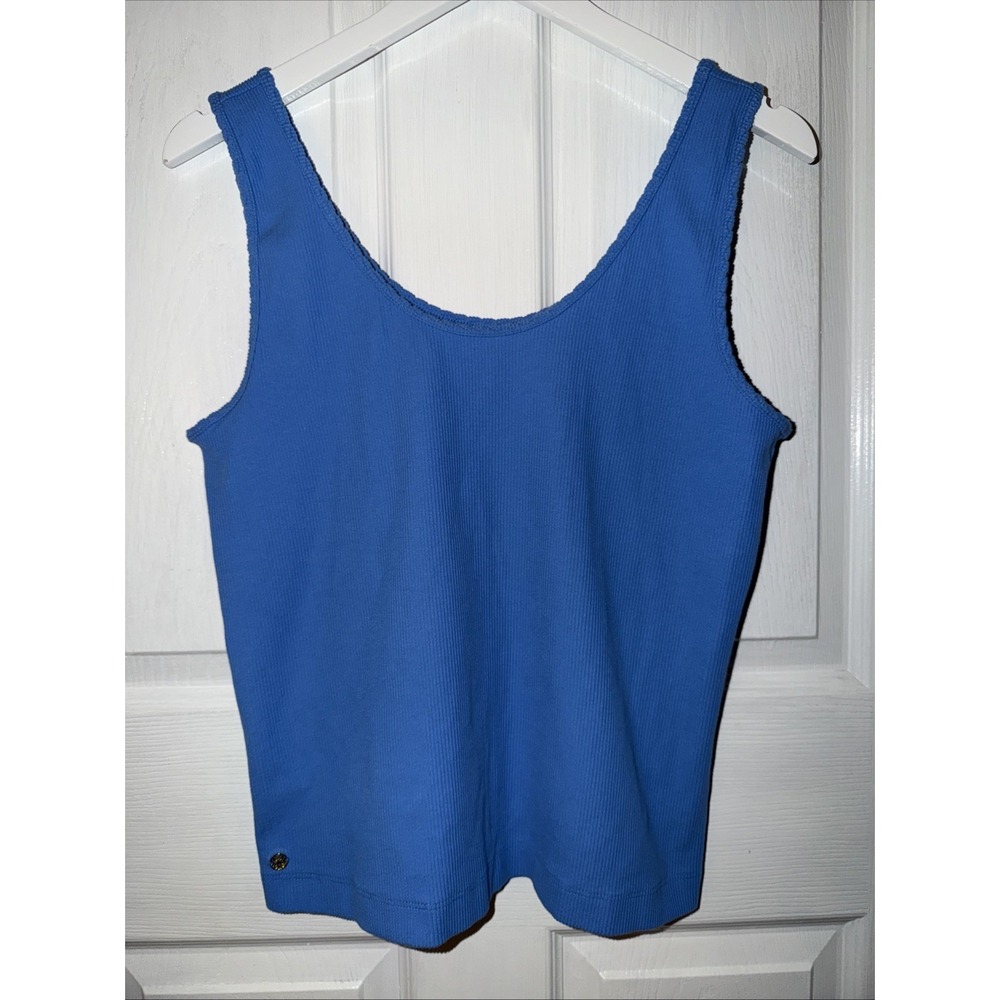 Lilly Pulitzer Blue Scoop Neck Tank Ribbed Size XL Cropped